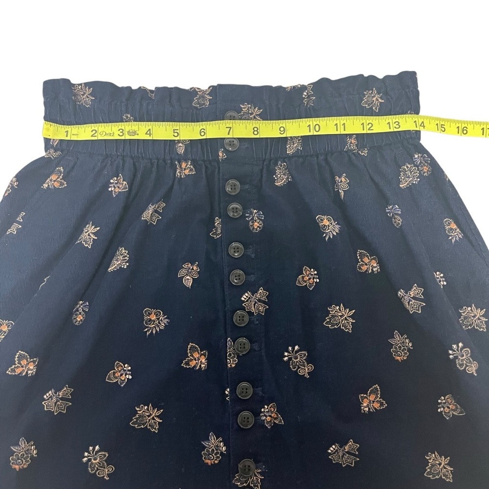 Madewell Women’s Navy Corduroy Floral Paperbag Mini Skirt Small Preppy Feminine. - Picture 4 of 16